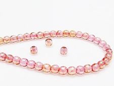 Image de 4x4 mm, rondes, perles de verre pressé tchèque, transparentes, lustrées rose topaze pâle