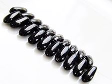 Image de 3x11 mm, perles de verre pressé tchèque, daggers mini, noirs, opaques