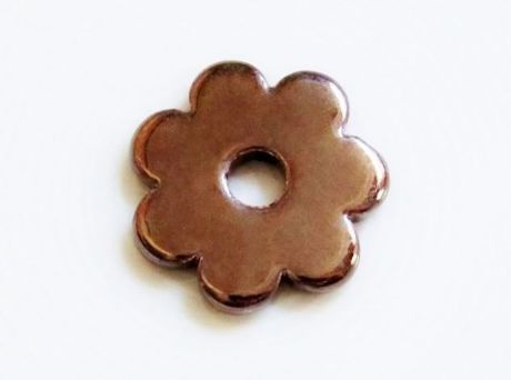 Picture of 3.4x3.4 cm, pendant, Greek ceramic daisy, bronze brown enamel