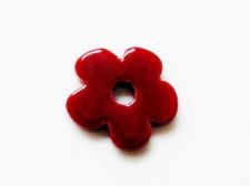 Picture of 2.5x2.5 cm, pendant, Greek ceramic daisy, pearly red enamel