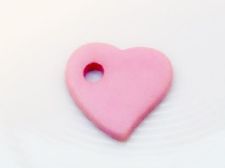 Picture of 2.7x2.5 cm, Greek ceramic pendant, heart-shaped, rosewater pink or innocent pink, matte