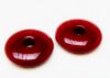Afbeeldingen van 2.6x2.6 cm, focal hangertje, Griekse keramische donut, grenadine rood email