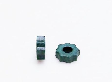Afbeeldingen van 4x7 mm, Griekse keramische getande tussenkralen, Verona groen, mat, 50 stuks