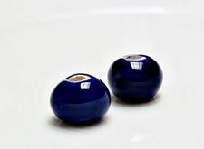 Image de 12x12 mm, perles rondes en céramique grecque, émail bleu marine
