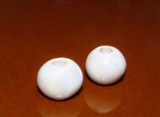 Picture of 12x12 mm, Greek ceramic round beads, opal white enamel, oil in water effect
