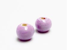 Image de 12x12 mm, perles rondes en céramique grecque, émail violet pastel