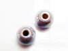 Picture of 12x12 mm, Greek ceramic round beads, silver grey enamel, oil in water effect