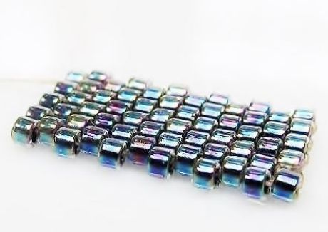 Picture of Cylinder beads, size 11/0, Delica, steel blue-lined, AB crystal, 7 grams