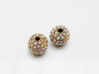 Picture of 10x10 mm, round, alloy beads, gold-plated, AB coated pavé crystals, 2 pieces