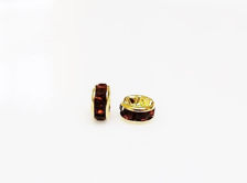 Picture of 5mm, rhinestone rondelle, brass beads, deep topaz brown-gold-plated, 20 pieces