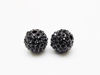 Picture of 10x10 mm, round, alloy beads, gunmetal-plated, black pavé crystals, 2 pieces