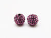 Picture of 10x10 mm, round, alloy beads, gunmetal-plated, fuchsia pink pavé crystals, 2 pieces