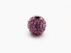 Picture of 10x10 mm, round, alloy beads, gunmetal-plated, fuchsia pink pavé crystals, 2 pieces