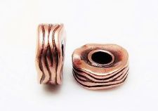 Picture of 6x12 mm, large hole rondelle, pewter beads, JBB findings, waved, copper-plated