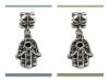 Picture of 4x6 mm, tube beads and charm, alloy, silver-plated, Hamsa, evil eye, 2 pieces