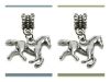Picture of 4x6 mm, tube beads and charm, alloy, silver-plated, gracefully galloping horse, 2 pieces