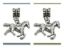 Afbeeldingen van 4x6 mm, buisjes kralen met bedeltje, legering, verzilverd, sierlijk galopperend paardje, 2 stuks