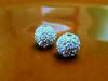 Picture of 8x8 mm, round, alloy beads, silver-plated, AB coated pavé crystals, 2 pieces