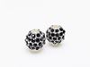 Picture of 8x8 mm, round, alloy beads, silver-plated, black pavé crystals, 2 pieces