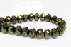 Picture of 6x8 mm, Czech faceted rondelle beads, deep moss green, opaque, full mirror