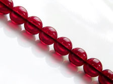 Image de 10x10 mm, rondes, perles de verre pressé tchèque, rouge grenat, transparent, pré-enfilé, 20 perles