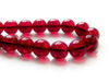Picture of 10x10 mm, round, Czech druk beads, garnet red, transparent, pre-strung, 20 beads