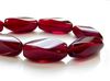 Picture of 20x9 mm, twisted oval beads, garnet red, transparent, pre-strung