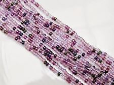 Image de Perles de rocailles tchèques, taille 11/0, pré-enfilé, mélange de lilas clair, foncé et vif