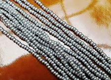 Picture of Czech seed beads, size 11/0, pre-strung, shiny silver, opaque
