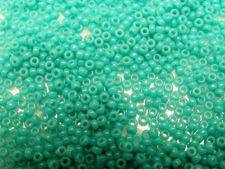 Picture of Japanese seed beads, round, size 15/0, Miyuki, opaque, turquoise green