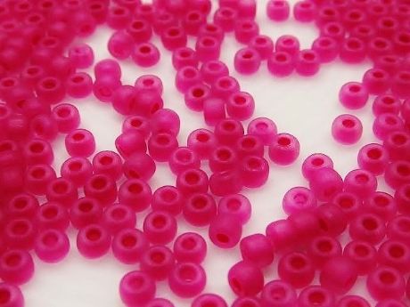 Picture of Japanese seed beads, size 8/0, translucent, crayola red, frosted, 20 grams
