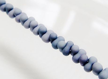 Picture of 2x4 mm, Japanese peanut-shaped seed beads, opaque, cornflower blue, frosted, 20 grams