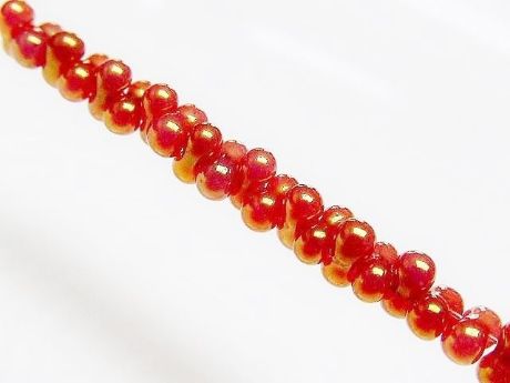 Image de 2x4 mm, perles rocaille japonaises en forme d'arachide, opaque, lustre or rose, 20 grammes