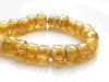 Picture of 7x9 mm, large hole crow beads, crackle glass, transparent, amber yellow, pre-strung, 44 beads