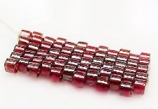 Image de Perles cylindriques, taille 11/0, Delica, transparent, rouge grenat, lustre doré, 7 grammes