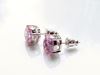 Picture of “Brilliant cut” modern stud earrings, sterling silver, round cubic zirconia, large, 9 mm, pink