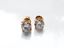 Picture of “Brilliant” cut modern stud earrings, sterling silver, gold-plated, round cubic zirconia, small, 6 mm
