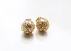 Picture of “Shamballa” stud earrings, sterling silver, gold-plated,  pavé crystals, 9 mm