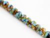 Picture of 6x8 mm, Czech faceted rondelle beads, Colorado topaz brown, transparent, opalite blue-green finishing, opaque