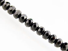 Image de 3x5 mm, perles à facettes tchèques rondelles, noires, opaques