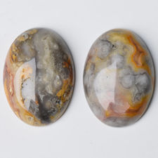 Image de 10x14 mm, ovale, cabochons de pierres gemmes, agate de dentelle, naturelle