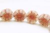 Picture of 14x14 mm, Czech druk beads, Hawaiian flower, silver grey, matte, rose gold patina