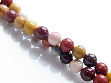 Picture of 6x6 mm, round, gemstone beads, Mookaite Windalia Radiolarite, natural, A-grade