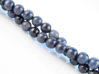 Image de 6x6 mm, perles rondes, pierres gemmes, dumortiérite, naturelle, qualité A