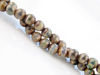 Picture of 6x6 mm, round, gemstone beads, agate, Tibetan style, greenish white stripe in opaque beige brown