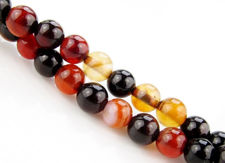 Image de 6x6 mm, perles rondes, pierres gemmes, agate naturelle, brun rouge et noir