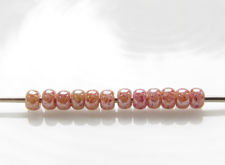 Picture of Japanese seed beads, round, size 11/0, Toho, opaque beige, pink marbled