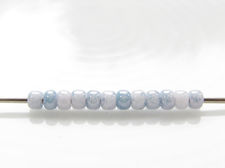 Picture of Japanese seed beads, round, size 11/0, Toho, opaque white, blue marbled