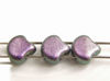 Picture of 7.5x7.5 mm, fan-shaped beads, Ginkgo leaf, Czech glass, 2 holes, polychrome, black currant or muted shades of blue-magenta