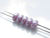 Picture of 5x2.5 mm, SuperDuo beads, Czech glass, 2 holes, opaque, alabaster white, translucent, opal purple luster